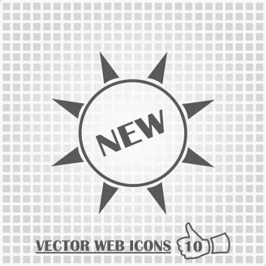 İşareti yeni web simgesi. Düz tasarım stili.