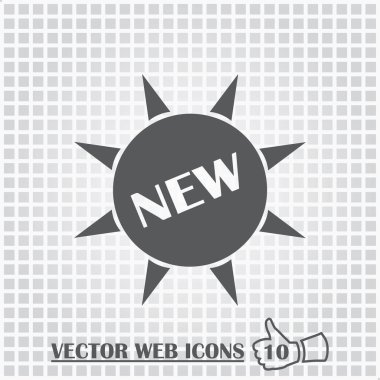 İşareti yeni web simgesi. Düz tasarım stili.