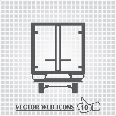 Trendy düz stil gri arka plan üzerinde izole kamyon simgesini