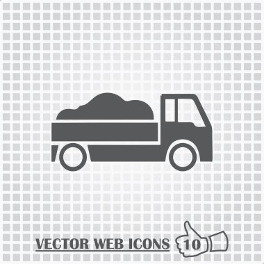 Trendy düz stil gri arka plan üzerinde izole kamyon simgesini