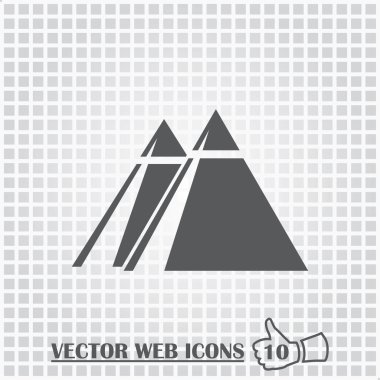 Gri piramitler web simgesi. Düz tasarım stili.