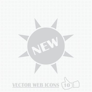 İşareti yeni web simgesi. Düz tasarım stili.