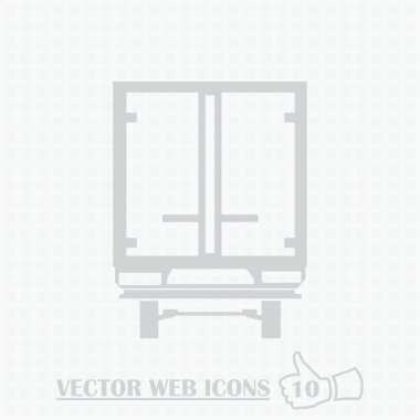 Trendy düz stil gri arka plan üzerinde izole kamyon simgesini