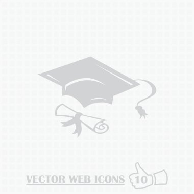 Mezuniyet kep ve diploma web simgesi. Düz tasarım stili.