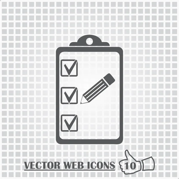 Pictografía de lista de verificación. portapapeles icono web. Estilo de diseño plano . — Vector de stock