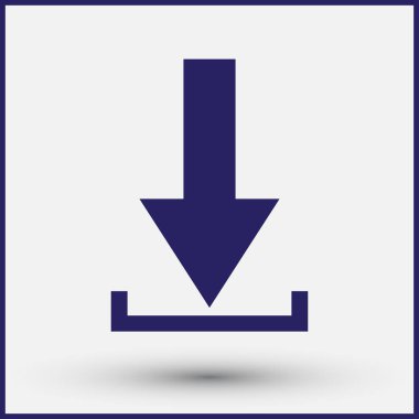 Düz Download resmi yükle simge vektör yük sembol düğmesi arka plan