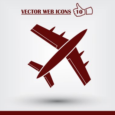 Uçak simge vektör, katı illüstrasyon, gri izole piktogram