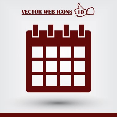 Gri arka plan üzerinde izole trendy düz stil takvim simgesini. Web sitesi tasarımı, logo, app, UI takvim simgesi. Vektör çizim, Eps10.
