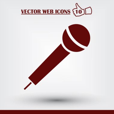 Mikrofon simge vektör, ses kaydedici, röportaj, karaoke, radyo sinyalleriyle iletilen kriko işareti