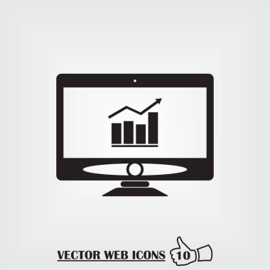 Monitör web simgesi. Düz tasarım stili