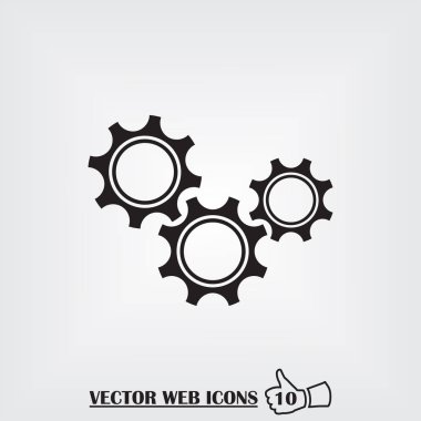 Dişli web simgesi. Düz tasarım stili