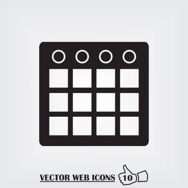 Gri arka plan üzerinde izole trendy düz stil takvim simgesini. Web sitesi tasarımı, logo, app, UI takvim simgesi. Vektör çizim, Eps10.