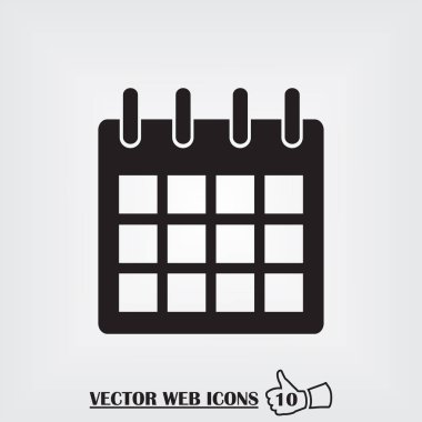 Gri arka plan üzerinde izole trendy düz stil takvim simgesini. Web sitesi tasarımı, logo, app, UI takvim simgesi. Vektör çizim, Eps10.