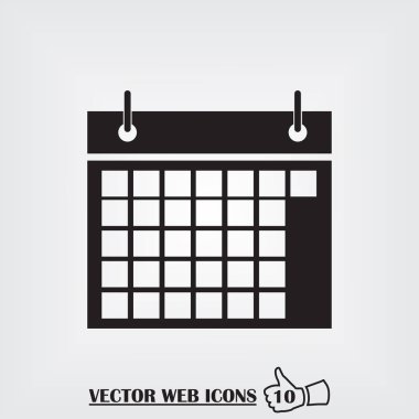Gri arka plan üzerinde izole trendy düz stil takvim simgesini. Web sitesi tasarımı, logo, app, UI takvim simgesi. Vektör çizim, Eps10.