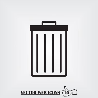 Çöp çöp kutusu simgesini izole. Vektör çizim.