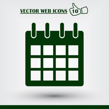 Gri arka plan üzerinde izole trendy düz stil takvim simgesini. Web sitesi tasarımı, logo, app, UI takvim simgesi. Vektör çizim, Eps10.