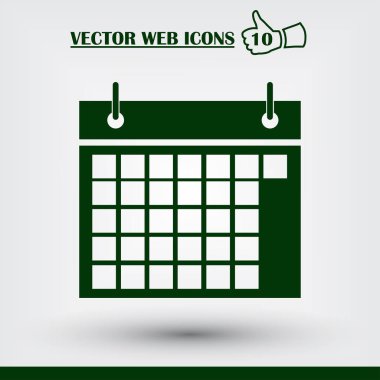 Gri arka plan üzerinde izole trendy düz stil takvim simgesini. Web sitesi tasarımı, logo, app, UI takvim simgesi. Vektör çizim, Eps10.
