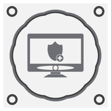 Monitör simgesini gri arka plan üzerinde