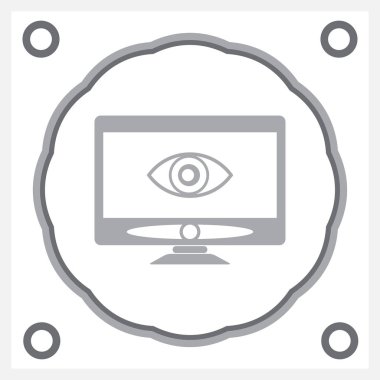 Monitör simgesini gri arka plan üzerinde