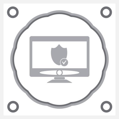 Monitör simgesini gri arka plan üzerinde