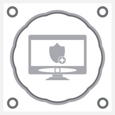 Monitör simgesini gri arka plan üzerinde