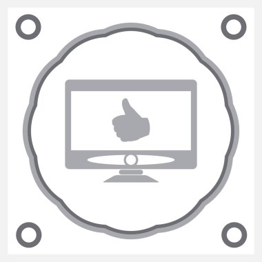 Monitör simgesini gri arka plan üzerinde