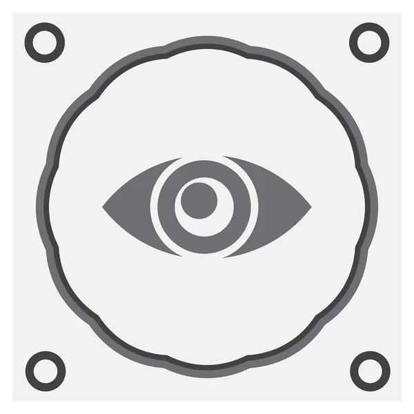 Simple grey eye icon vector with double reflection in pupil. — Stock Vector