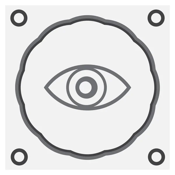 Simple grey eye icon vector with double reflection in pupil. — Stock Vector