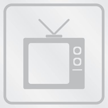 Gri arkaplanda izole edilmiş düz moda Tv Simgesi.