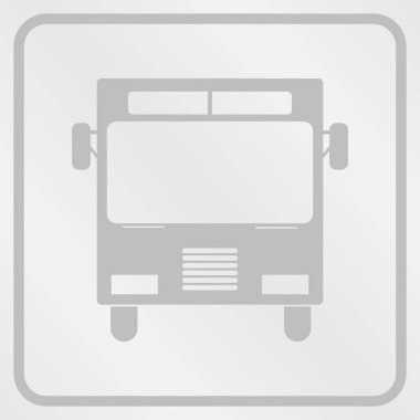 Gri okul otobüsü simgesi üzerinde arka izole. Modern basit düz kayıt. Seyahat, iş, Internet kavramı.