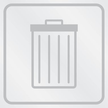 Gri arka plan üzerinde izole trendy düz stil sembolünde çöp