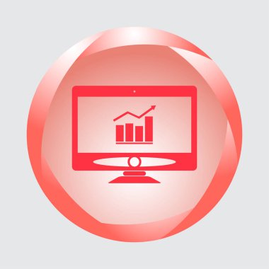 Bilgisayar monitör simgesini. Düz Pc sembolü. Vektör çizim