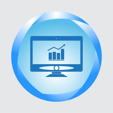 Bilgisayar monitör simgesini. Düz Pc sembolü. Vektör çizim