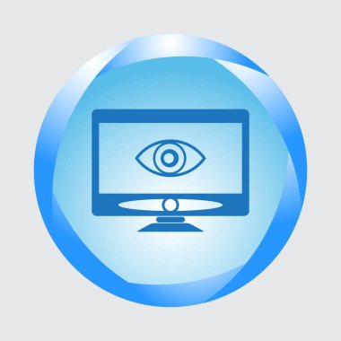 Bilgisayar monitör simgesini. Düz Pc sembolü. Vektör çizim