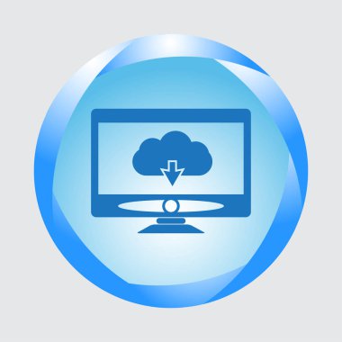 Bilgisayar monitör simgesini. Düz Pc sembolü. Vektör çizim