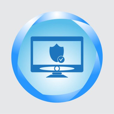 Bilgisayar monitör simgesini. Düz Pc sembolü. Vektör çizim