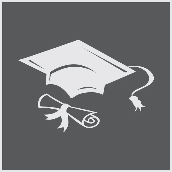 Mezuniyet kep ve diploma web simgesi. vektör çizim