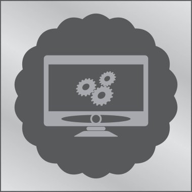 Bilgisayar monitörü simgesi. Düz bilgisayar sembolü. Vektör illüstrasyonu, EPS10.