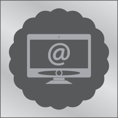 Bilgisayar monitörü simgesi. Düz bilgisayar sembolü. Vektör illüstrasyonu, EPS10.