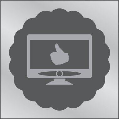 Bilgisayar monitörü simgesi. Düz bilgisayar sembolü. Vektör illüstrasyonu, EPS10.