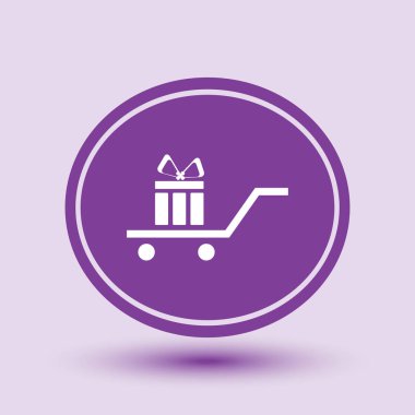 alışveriş sepeti ve hediye kutusu. vektör çizim.