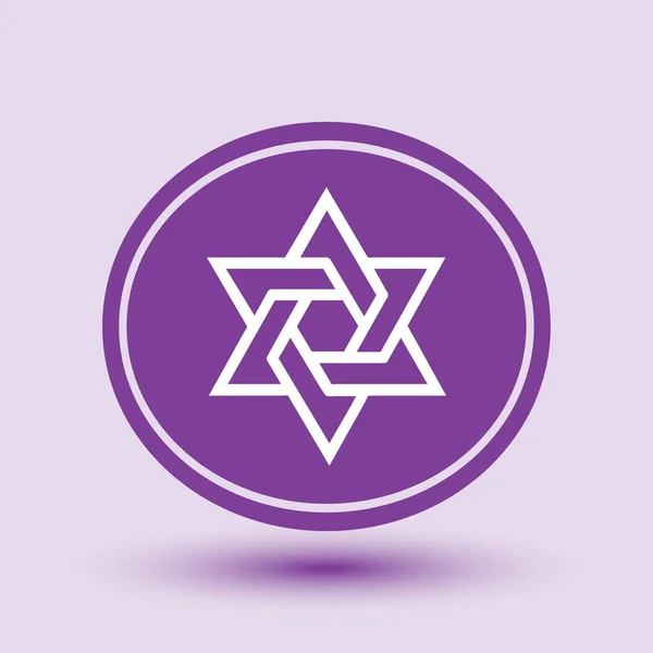 Jewish Star of David Six Pointed Star (en inglés). Estilo de enclavamiento icono de vector — Vector de stock