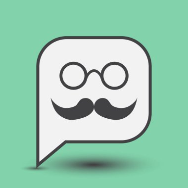 Bıyık ve gözlük simgesi, vektör çizim. Düz tasarım stili.
