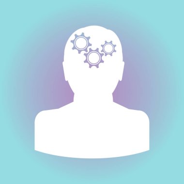 Ekibimizi insan kafası ve dişliler. vektör simgesi