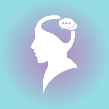 Ekibimizi insan kafası ve sohbet. vektör simgesi