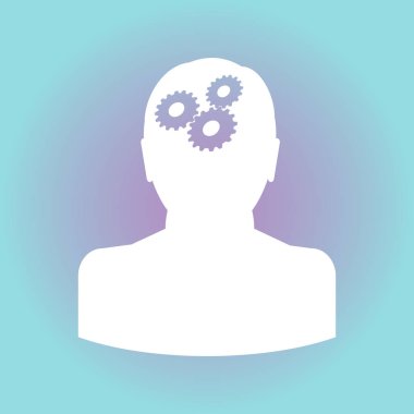 Ekibimizi insan kafası ve dişliler. vektör simgesi