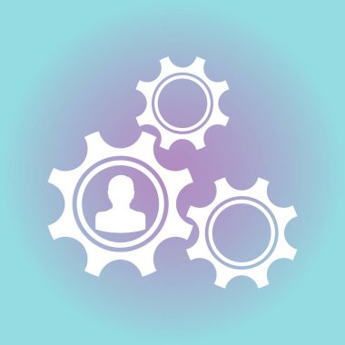 Birkaç makine SMM ve birlikte çalışan vites vektör simgesi