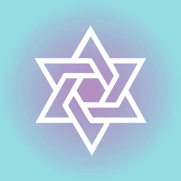 Jewish Star of David Six Pointed Star. Interlocking Style vector icon — Stock Vector