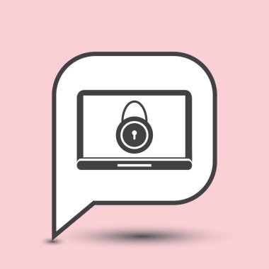 Laptop ve kilit simgesi web çizimi