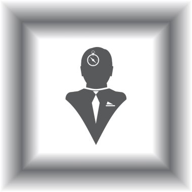 Bir erkek baş simgesi bir pusula ile gösteren resim